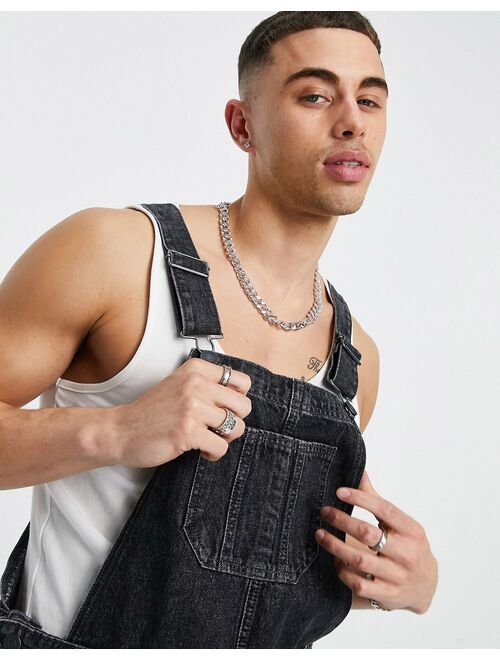 Jack & Jones Intelligence short overalls in black organic cotton