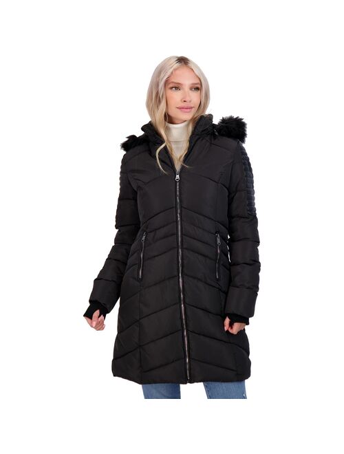 Nanette Nanette Lepore Women's Chevron Convertible Winter Puffer Coat