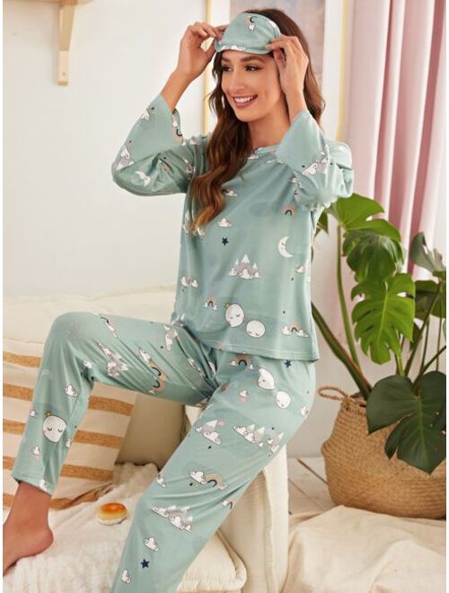 Shein Cartoon Graphic PJ Set