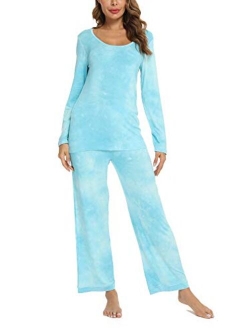 TIKTIK Womens Pajama Set Long Sleeve Sleepwear Scoop Neck Pjs Sets S-4XL