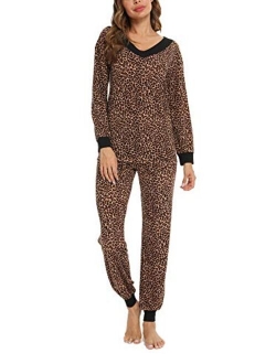 TIKTIK Womens Pajama Set Long Sleeve Sleepwear Scoop Neck Pjs Sets S-4XL