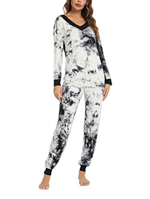 TIKTIK Womens Pajama Set Long Sleeve Sleepwear Scoop Neck Pjs Sets S-4XL