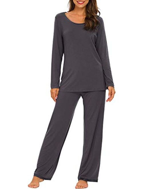 TIKTIK Womens Pajama Set Long Sleeve Sleepwear Scoop Neck Pjs Sets S-4XL