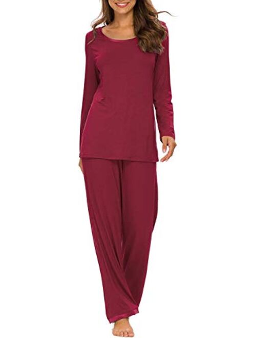 TIKTIK Womens Pajama Set Long Sleeve Sleepwear Scoop Neck Pjs Sets S-4XL