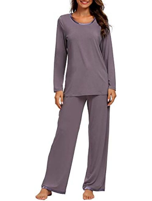 TIKTIK Womens Pajama Set Long Sleeve Sleepwear Scoop Neck Pjs Sets S-4XL