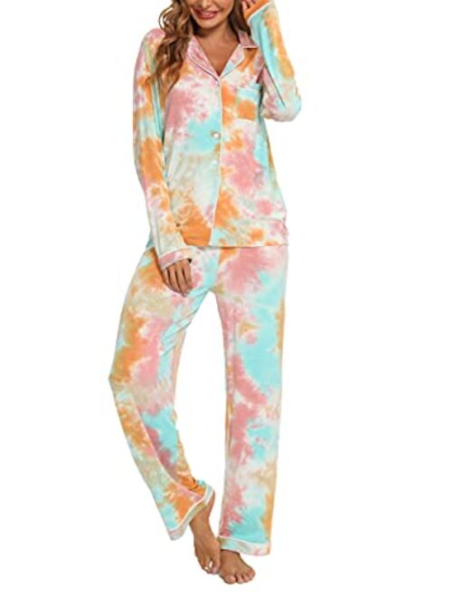 TIKTIK Womens Pajama Set Long Sleeve Sleepwear Scoop Neck Pjs Sets S-4XL