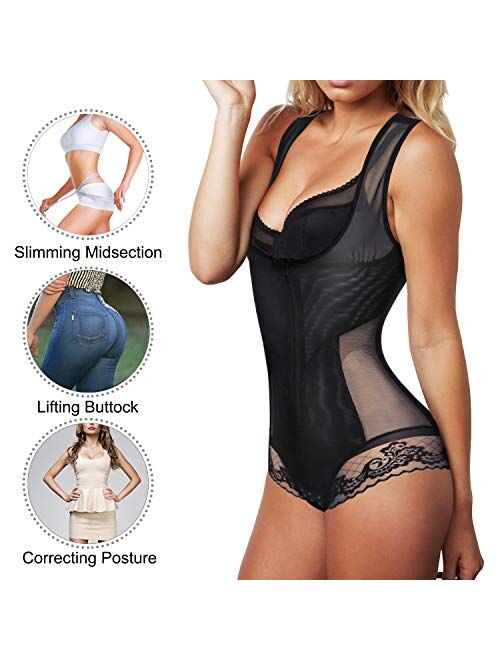 Nebility Women Waist Trainer Bodysuit Double Slim Full Body Shapewear Breathable Smooth Corset