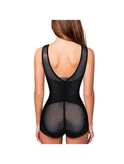 Nebility Women Waist Trainer Bodysuit Double Slim Full Body Shapewear Breathable Smooth Corset