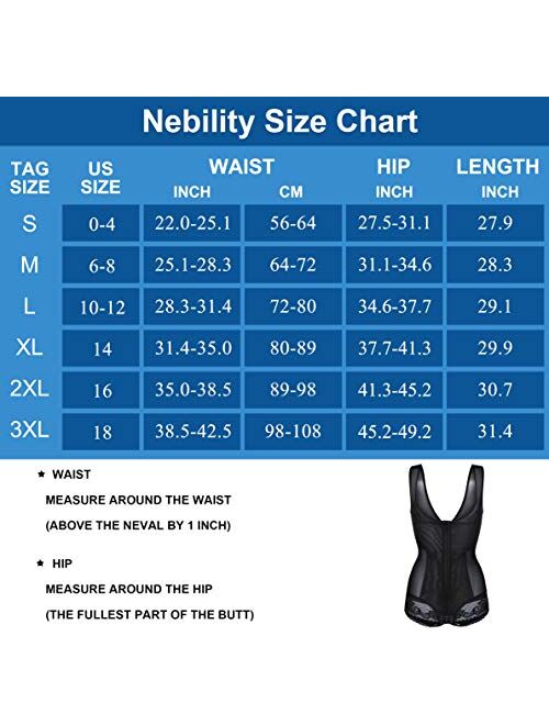 Nebility Women Waist Trainer Bodysuit Double Slim Full Body Shapewear Breathable Smooth Corset