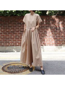 TVVOVVIN 2020 New Summer Fashion Women Clothes Short Sleeves Round Neck High Waist Jumpsuit Full Length Loose Fashion V009