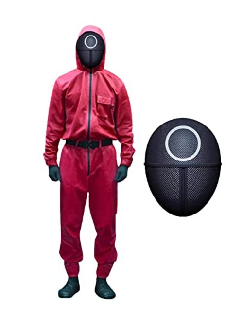 Squid Games Cosplay Costume, Squid Man Costume Set, include Bodysuit，Belt+Gloves &Mask…