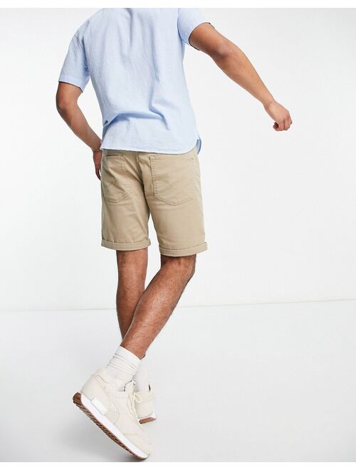 Jack & Jones Intelligence 5 pocket shorts in beige