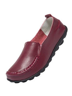 ANYUETE Women's Leather Loafers Comfortable Flat Shoes