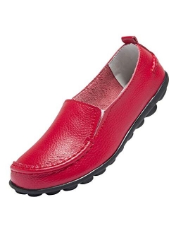 ANYUETE Women's Leather Loafers Comfortable Flat Shoes