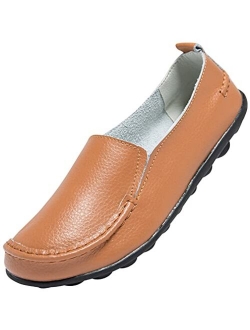 ANYUETE Women's Leather Loafers Comfortable Flat Shoes