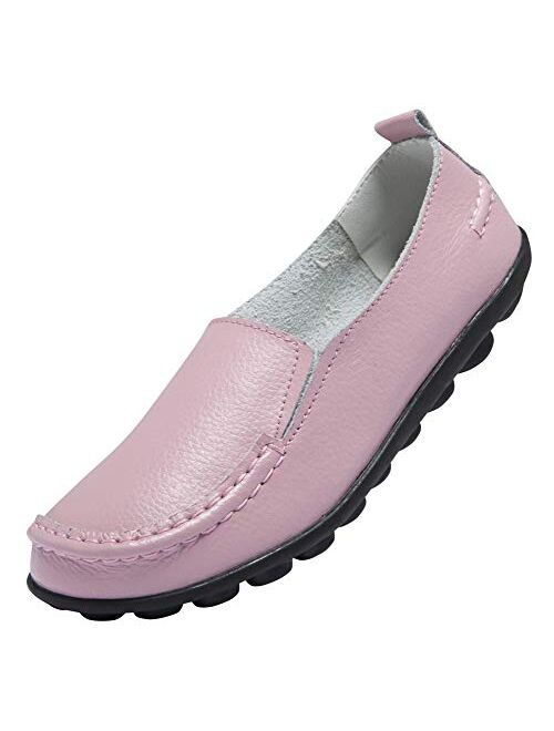 ANYUETE Women's Leather Loafers Comfortable Flat Shoes