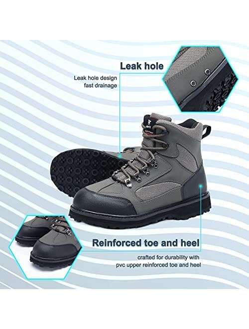 8 Fans Men's Fishing Hunting Wading Boots Anti-Slip Durable Rubber Sole Lightweight Wading Waders Boots