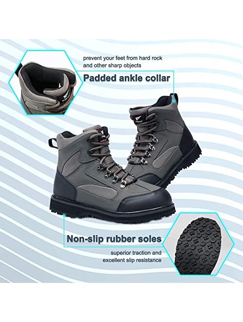 8 Fans Men's Fishing Hunting Wading Boots Anti-Slip Durable Rubber Sole Lightweight Wading Waders Boots