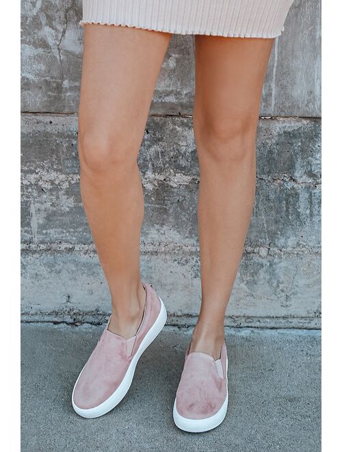 Lulus Dylann Mauve Suede Slip-On Flatform Sneakers