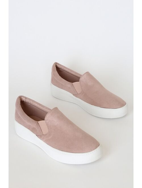 Lulus Dylann Mauve Suede Slip-On Flatform Sneakers