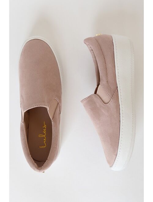 Lulus Dylann Mauve Suede Slip-On Flatform Sneakers