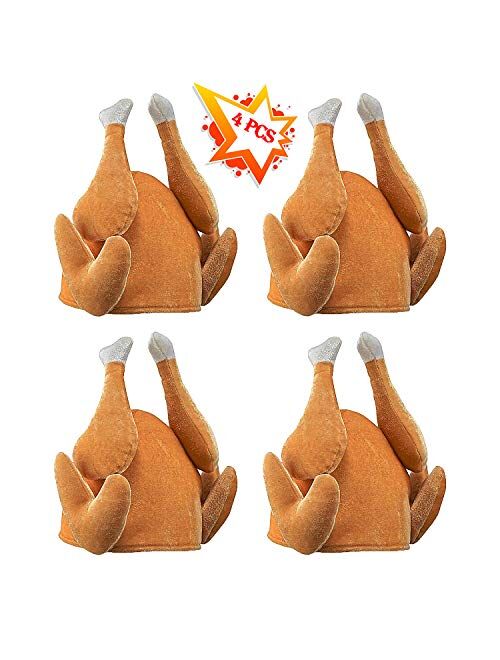 4 PCS Thanksgiving Roasted Turkey Hat for Adults Women Men Thanksgiving Gift Funny Family Party Decor