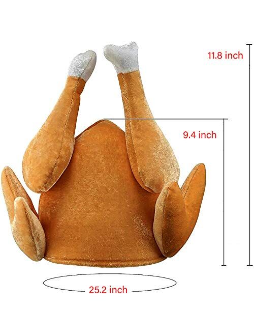 4 PCS Thanksgiving Roasted Turkey Hat for Adults Women Men Thanksgiving Gift Funny Family Party Decor