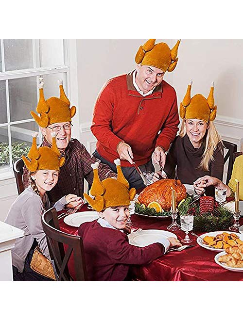 4 PCS Thanksgiving Roasted Turkey Hat for Adults Women Men Thanksgiving Gift Funny Family Party Decor