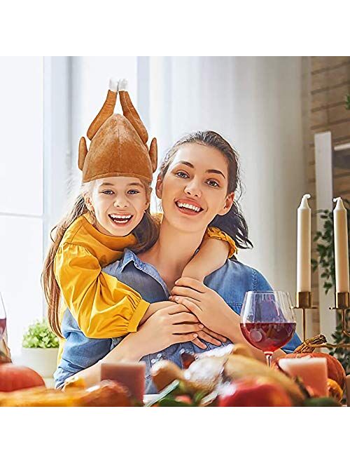 4 PCS Thanksgiving Roasted Turkey Hat for Adults Women Men Thanksgiving Gift Funny Family Party Decor