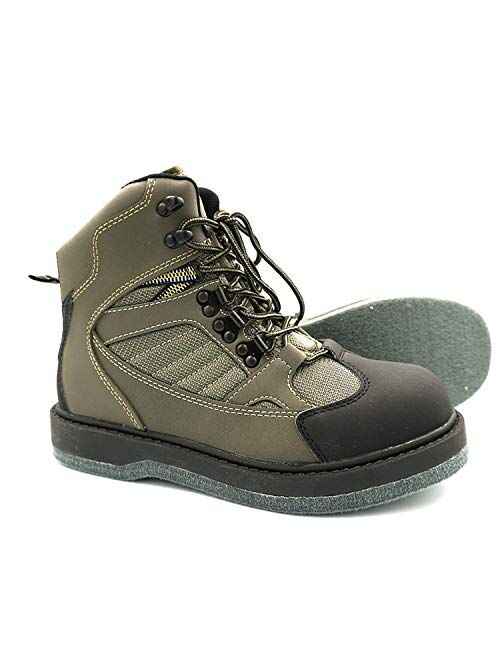 Lurewilder Men's Wading Boots Felt Sole for Fly Fishing Felt Outsole Wading Shoes Fly Fishing Footwear Wading Boots for Men