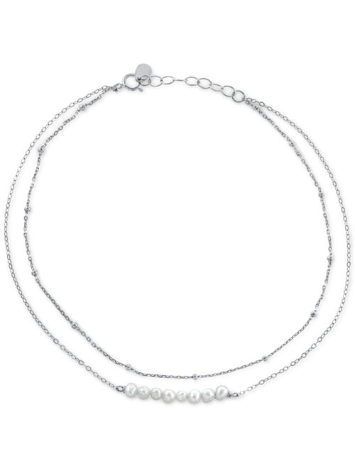 Giani Bernini Cultured Freshwater Pearl (3-4mm) Layered Ankle Bracelet, Created for Macy's