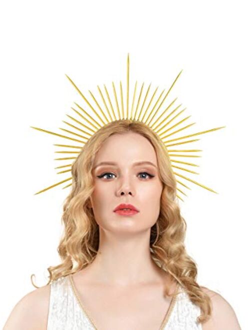 Goddess Halo Crown Sunburst Spiked Headband Women's Halloween Wedding Photoshoot Accessories