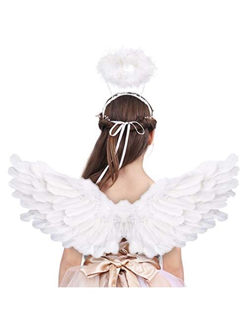 Angel Wings and Halo Adult White Angel Wings for Kids Halloween Xmas