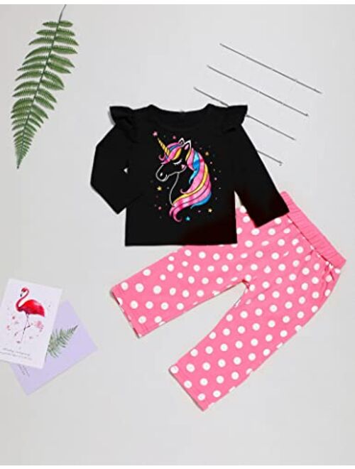 Toddler Baby Girl Clothes Unicorn Outfit Unicorn Shirt Floral Pants Headband Baby Girl Fall /Winter Clothes