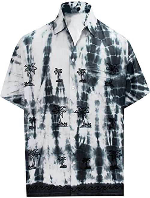 LA LEELA Men's Golf Front Pocket Short Sleeve Hawaiian Shirt A