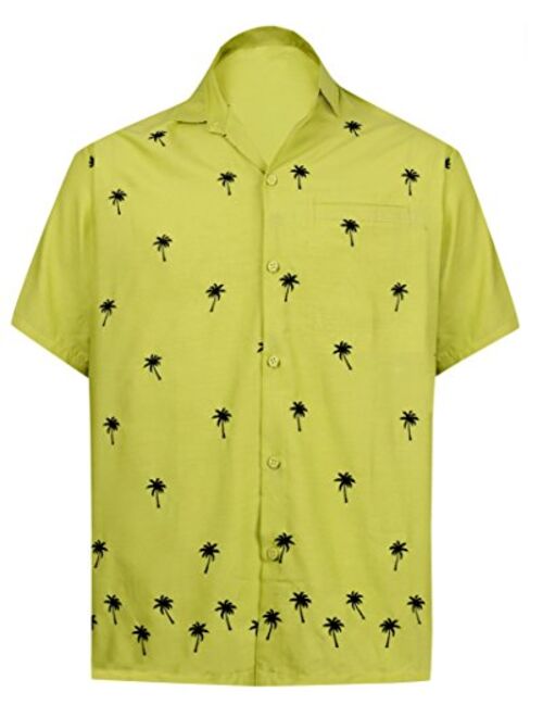 LA LEELA Men's Golf Front Pocket Short Sleeve Hawaiian Shirt A