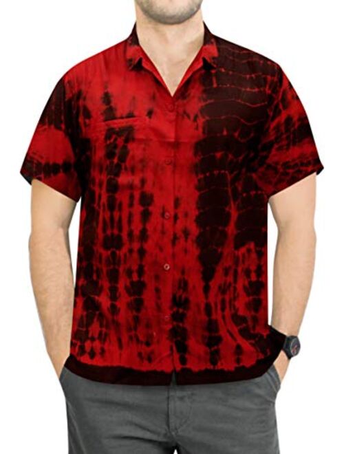 LA LEELA Men's Golf Front Pocket Short Sleeve Hawaiian Shirt A