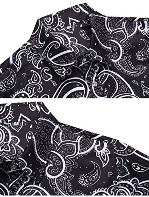 Daupanzees Men's Paisley Cotton Long Sleeve Casual Button Down Shirt