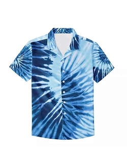 Colorful Tie Dye Print Men's Night Club Party Shirt Short Sleeve Hawaiian Shirt