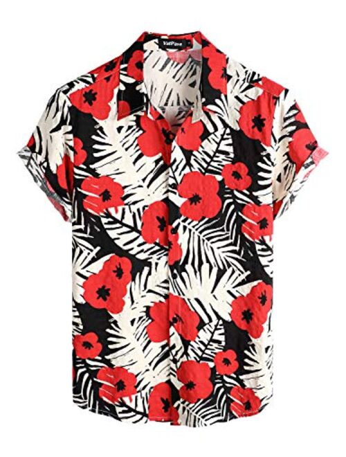 VATPAVE Mens Summer Tropical Shirts Short Sleeve Button Down Aloha Hawaiian Shirts