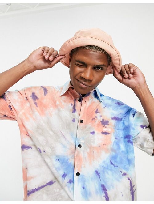 Asos Design 90s oversized tie dye shirt in blue and pink