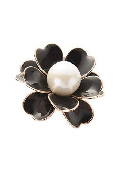 GYAYU Women's Flower Pearl Enamel Brooch Pins for Ladies Jewelry