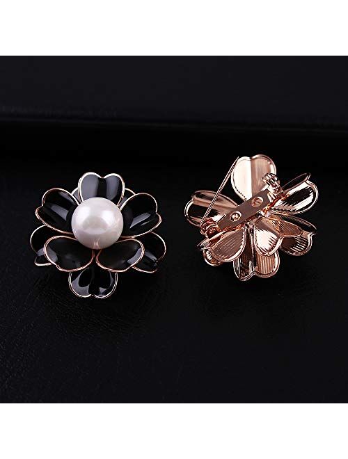 GYAYU Women's Flower Pearl Enamel Brooch Pins for Ladies Jewelry