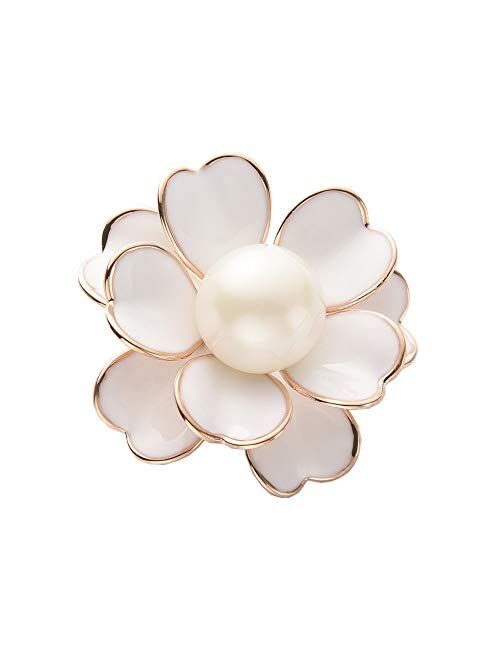 GYAYU Women's Flower Pearl Enamel Brooch Pins for Ladies Jewelry