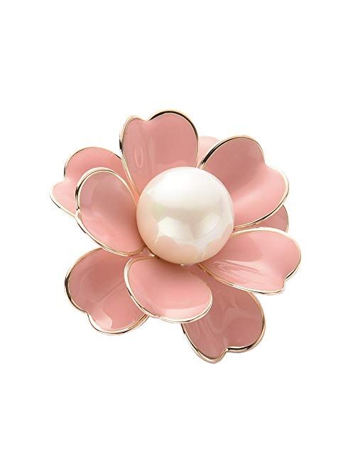 GYAYU Women's Flower Pearl Enamel Brooch Pins for Ladies Jewelry