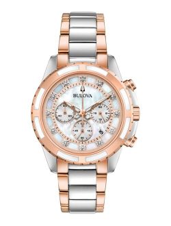 Women's Chronograph Diamond-Accent Two-Tone Stainless Steel Bracelet Watch 36mm