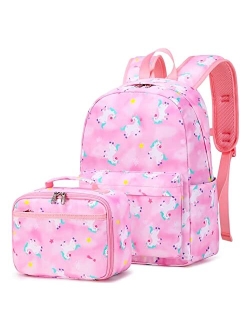 Backpacks for Girls Fox School Bags Kids School Bags Backpack with Lunch Box and Pencil Case for Age 3+