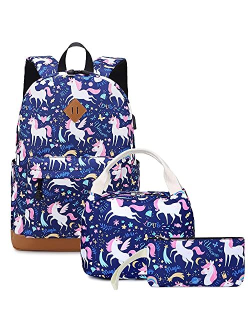 Backpacks for Girls Fox School Bags Kids School Bags Backpack with Lunch Box and Pencil Case for Age 3+