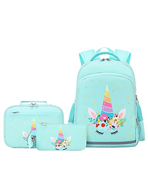 Backpacks for Girls Fox School Bags Kids School Bags Backpack with Lunch Box and Pencil Case for Age 3+