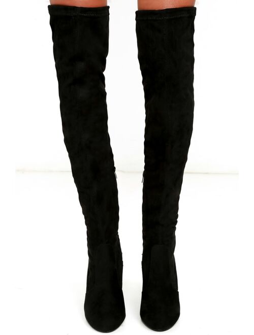 Lulus So Much Yes Black Suede Over the Knee Boots